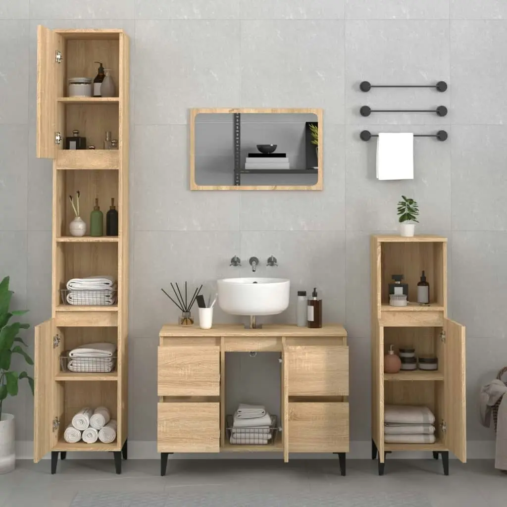 Sink Cabinet Sonoma Oak 80x33x60 cm Engineered Wood 821279