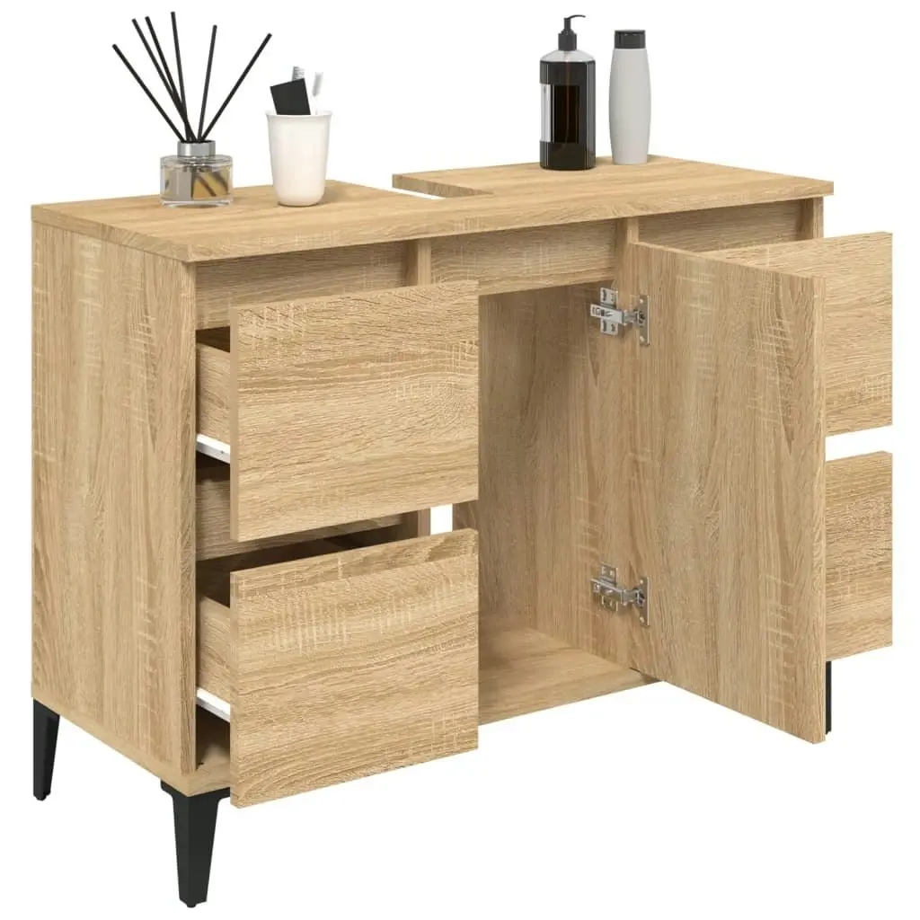 Sink Cabinet Sonoma Oak 80x33x60 cm Engineered Wood 821279