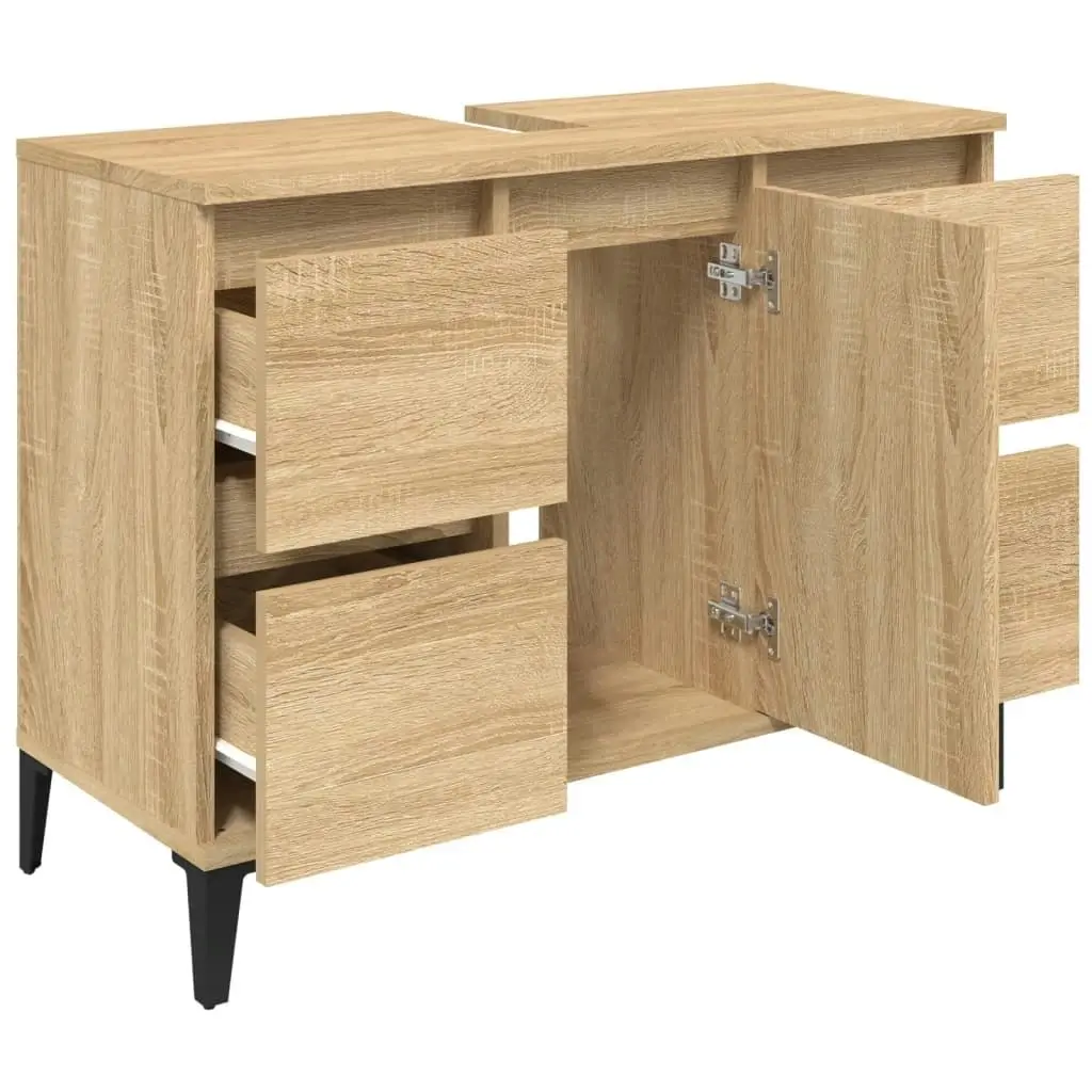 Sink Cabinet Sonoma Oak 80x33x60 cm Engineered Wood 821279