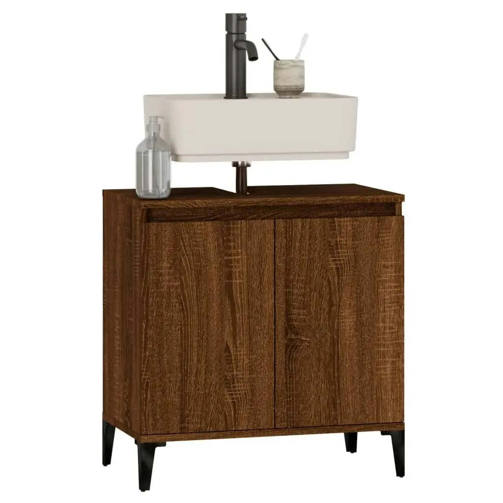 Sink Cabinet Brown Oak 58x33x60 cm Engineered Wood 821267