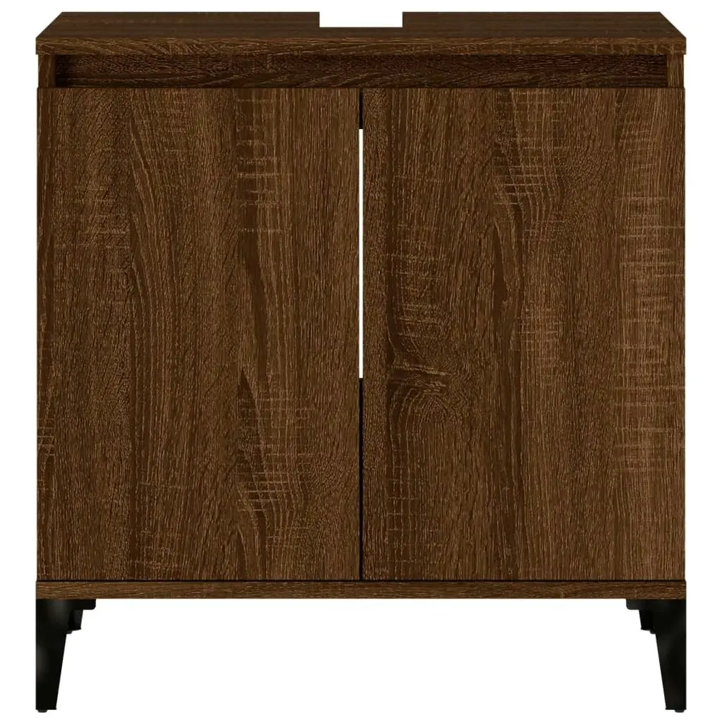 Sink Cabinet Brown Oak 58x33x60 cm Engineered Wood 821267