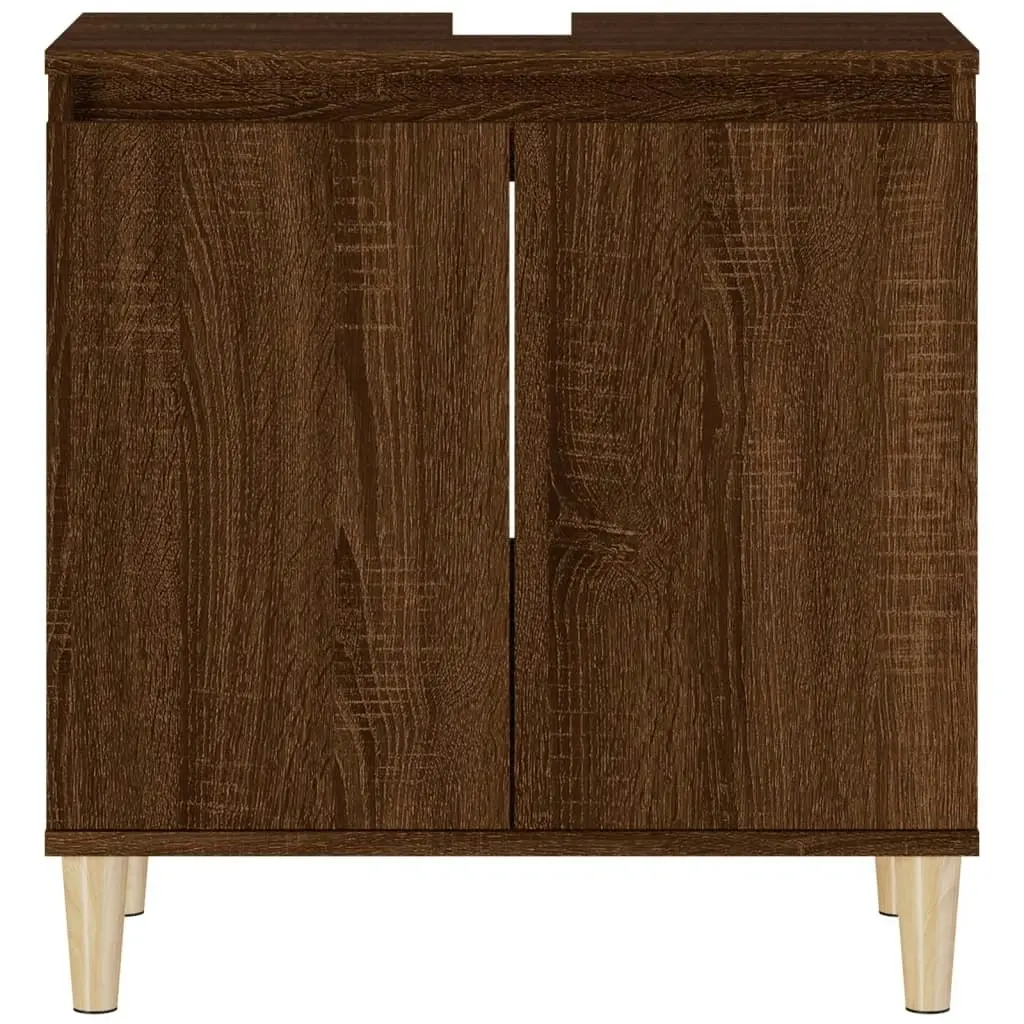 Sink Cabinet Brown Oak 58x33x60 cm Engineered Wood 821259