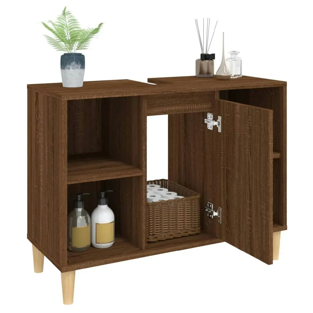 Sink Cabinet Brown Oak 80x33x60 cm Engineered Wood 821291