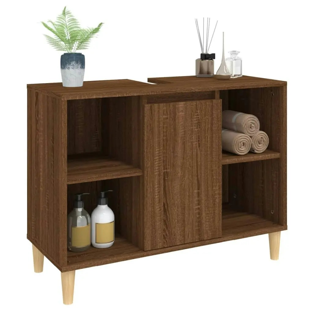 Sink Cabinet Brown Oak 80x33x60 cm Engineered Wood 821291