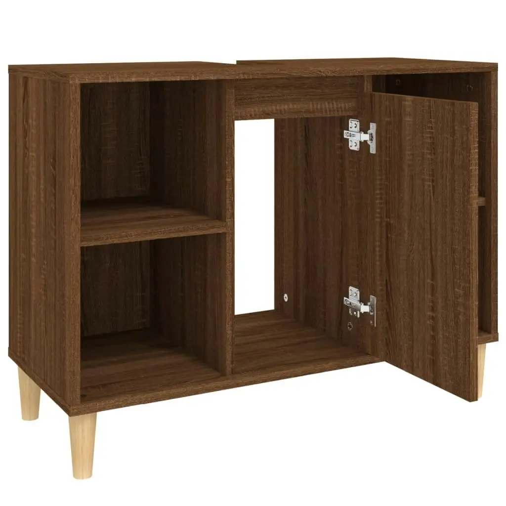 Sink Cabinet Brown Oak 80x33x60 cm Engineered Wood 821291