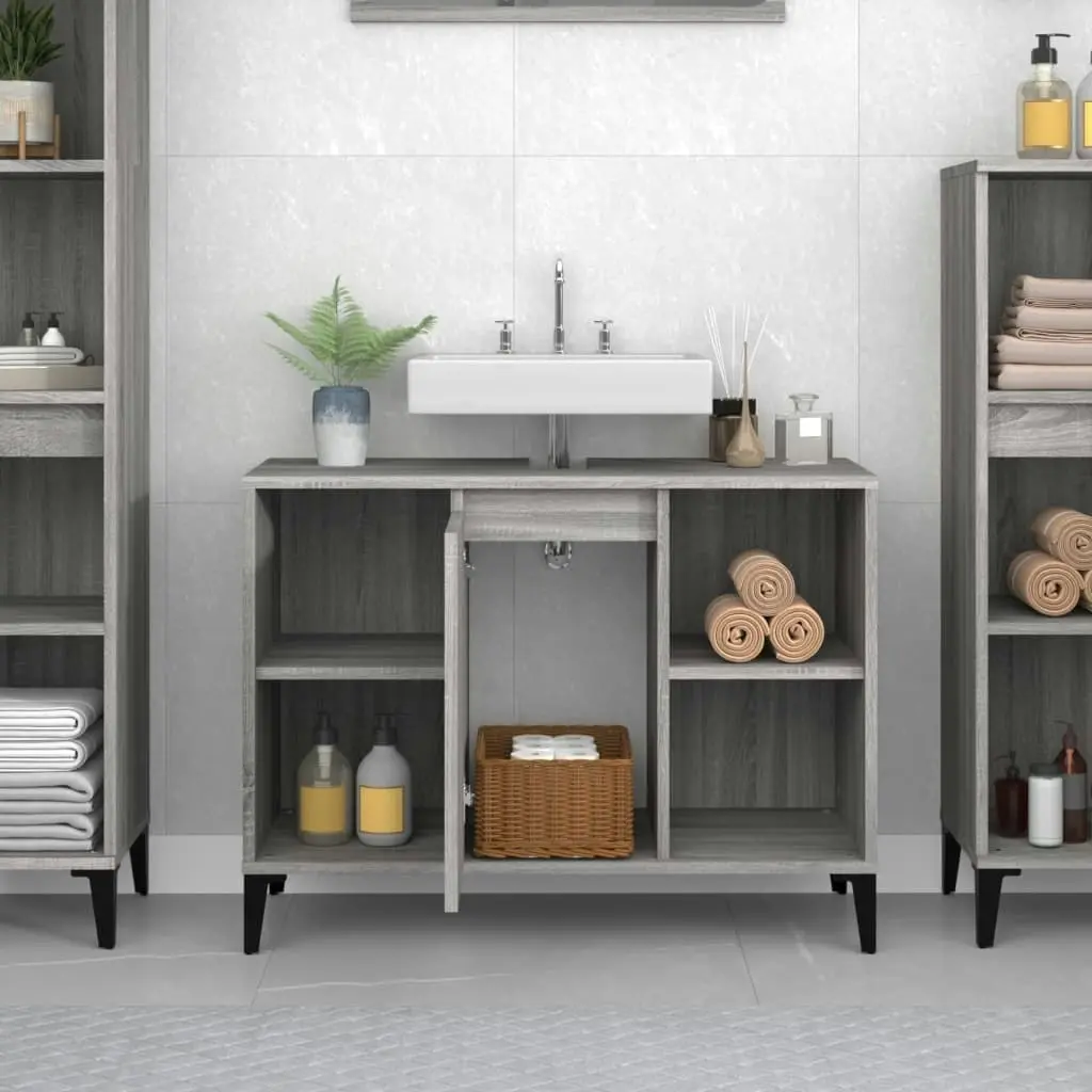 Sink Cabinet Grey Sonoma 80x33x60 cm Engineered Wood 821298