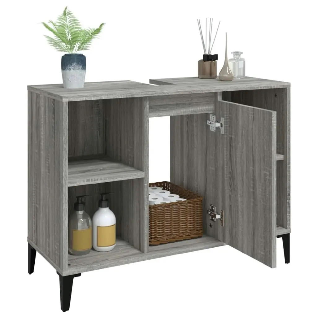 Sink Cabinet Grey Sonoma 80x33x60 cm Engineered Wood 821298