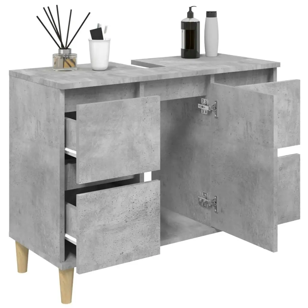 Sink Cabinet Concrete Grey 80x33x60 cm Engineered Wood 821272