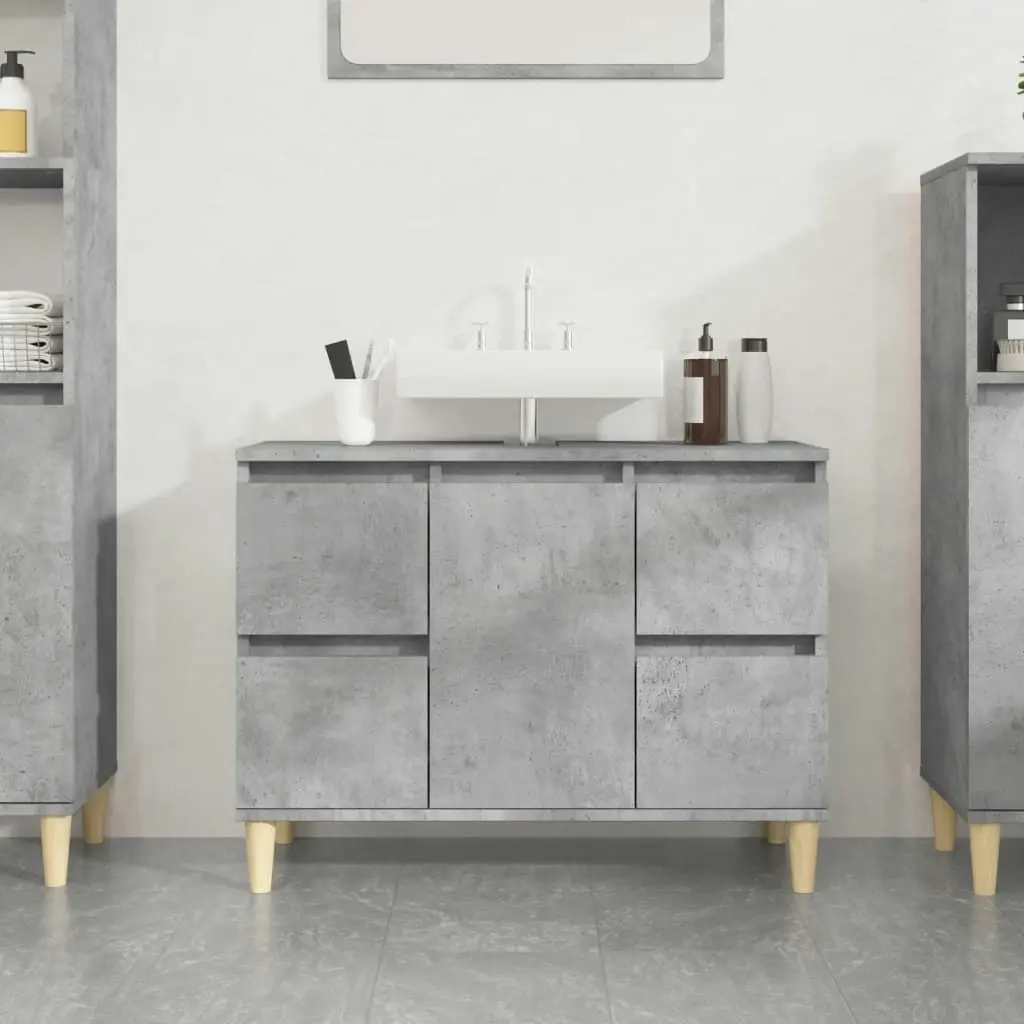 Sink Cabinet Concrete Grey 80x33x60 cm Engineered Wood 821272