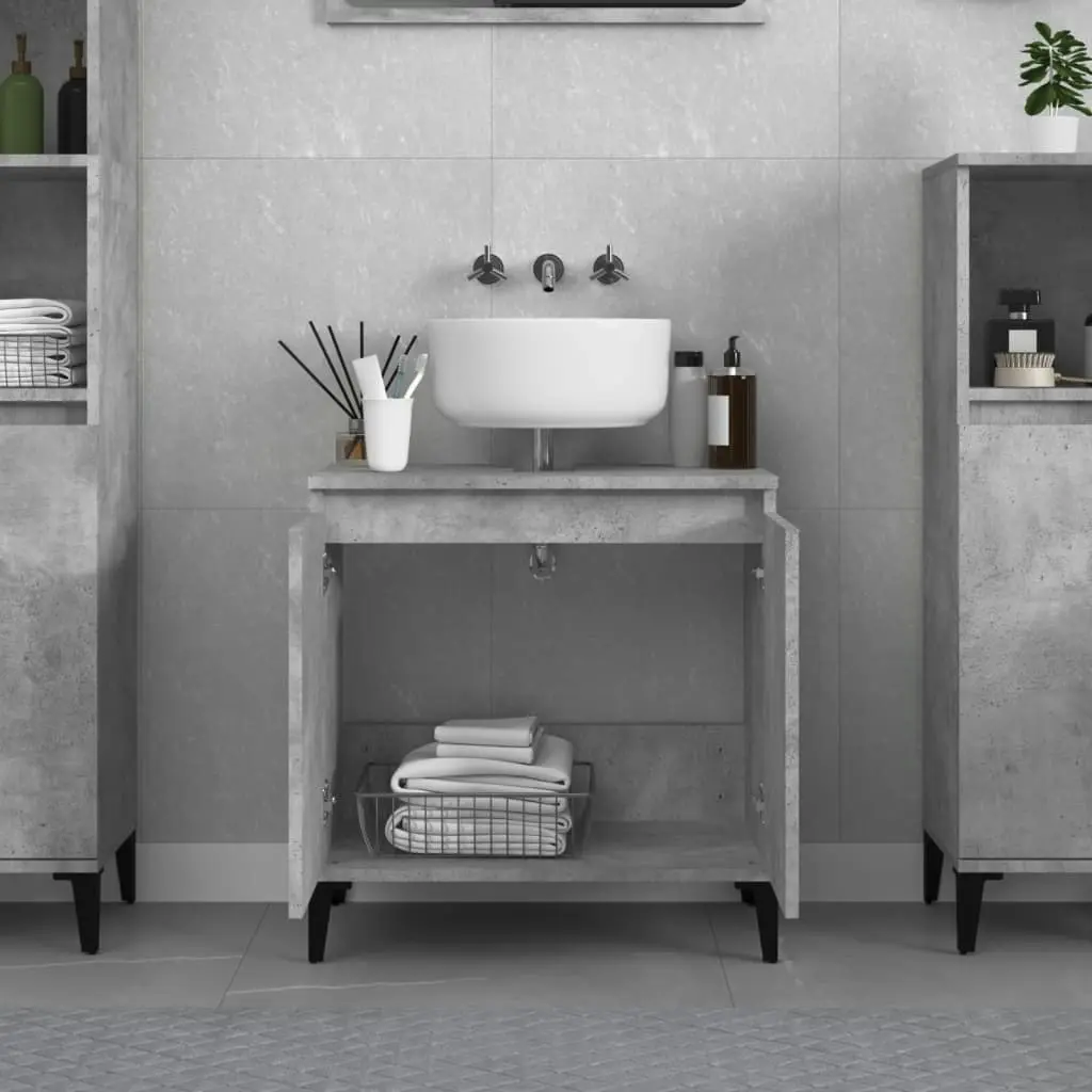 Sink Cabinet Concrete Grey 58x33x60 cm Engineered Wood 821264