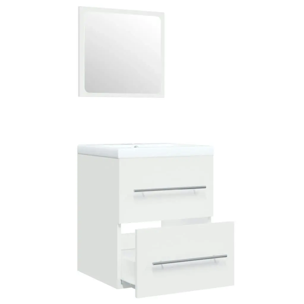 Sink Cabinet with Built-in Basin White Engineered Wood 3114163