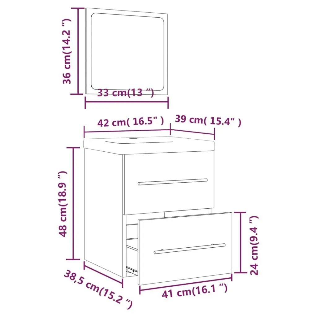 Sink Cabinet with Built-in Basin White Engineered Wood 3114163