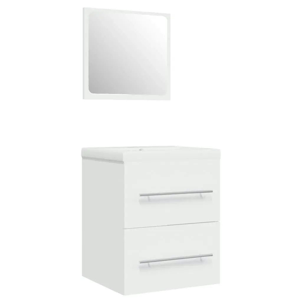 Sink Cabinet with Built-in Basin White Engineered Wood 3114163