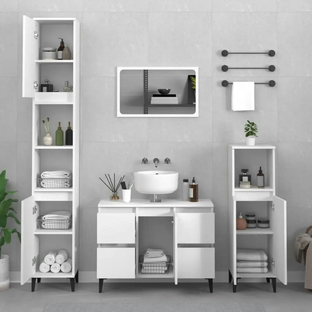 Sink Cabinet White 80x33x60 cm Engineered Wood 821276