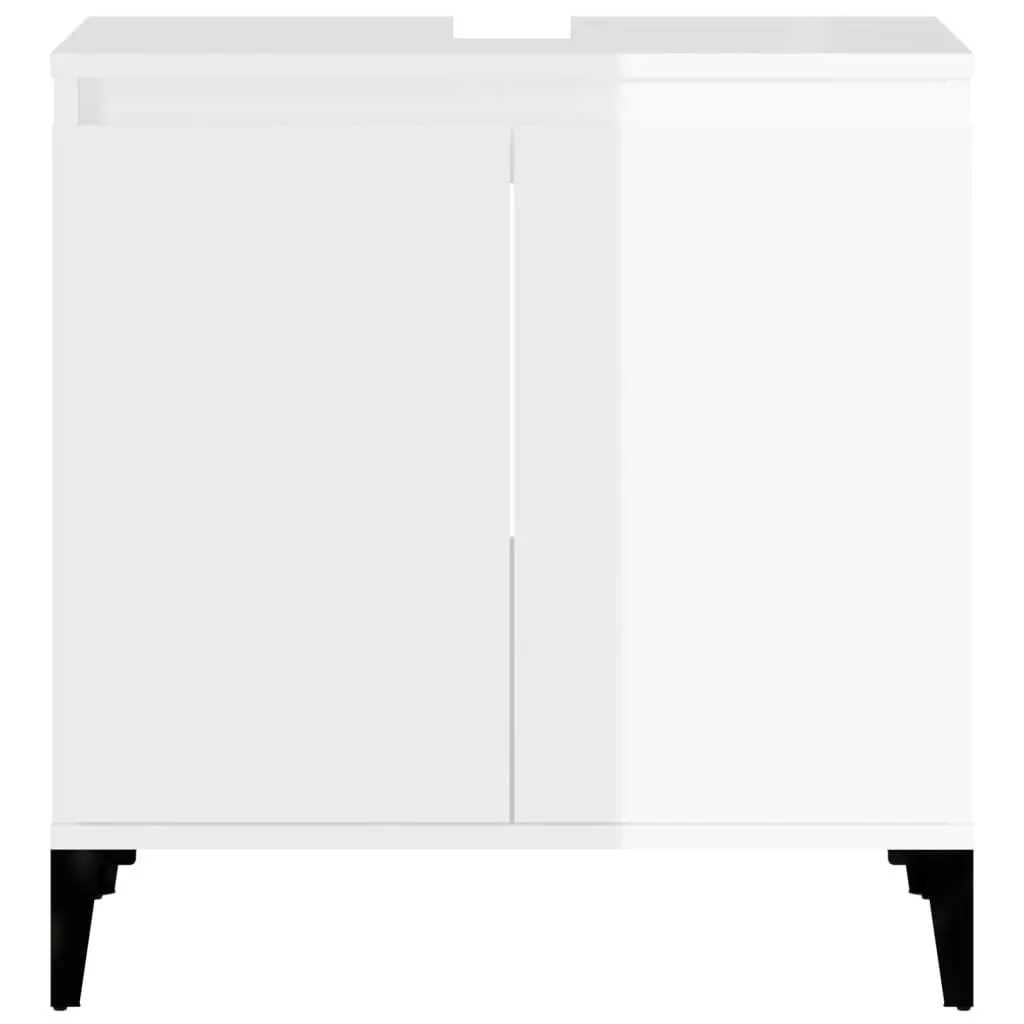 Sink Cabinet High Gloss White 58x33x60 cm Engineered Wood 821262