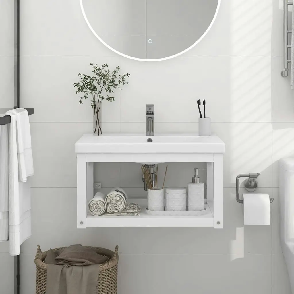 Wall-mounted Bathroom Washbasin Frame White 59x38x31 cm Iron 338491