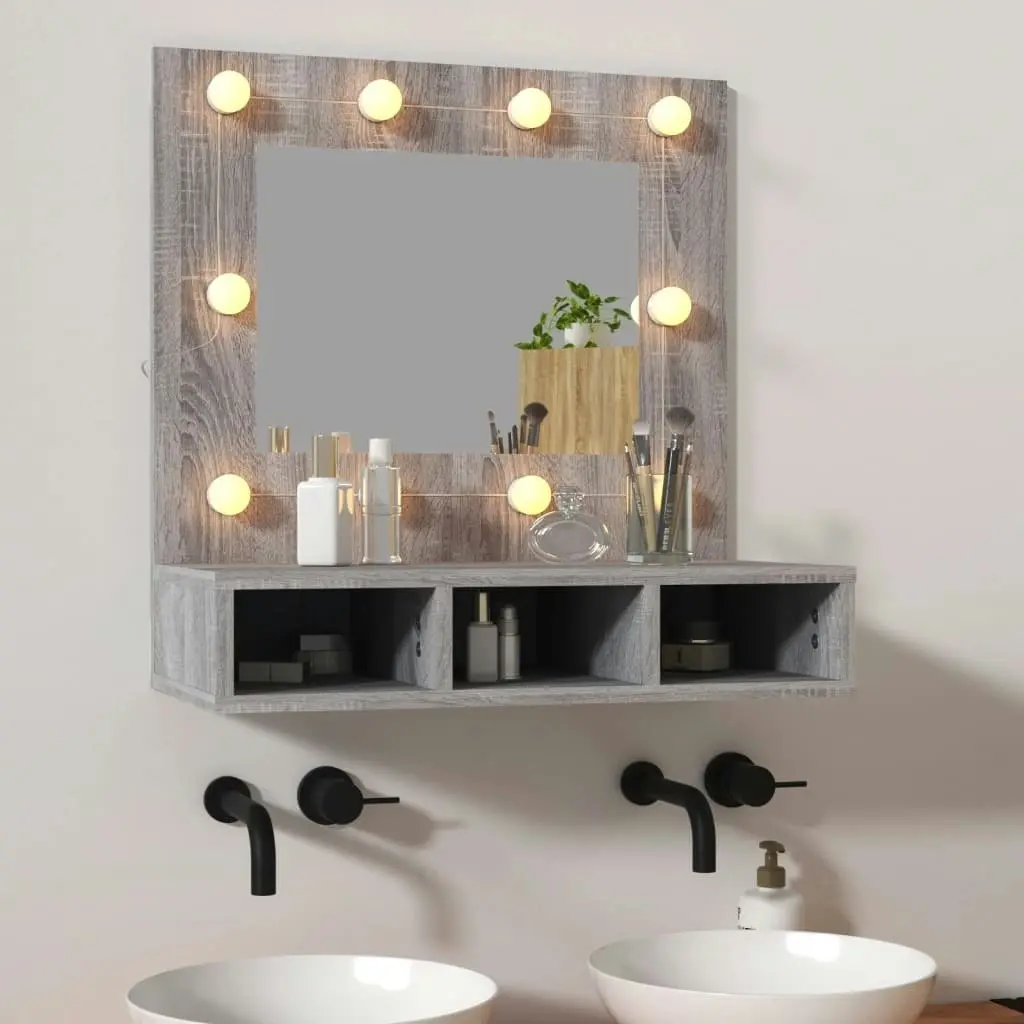 Mirror Cabinet with LED Grey Sonoma 60x31.5x62 cm 820455