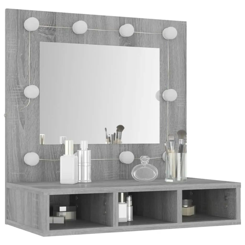 Mirror Cabinet with LED Grey Sonoma 60x31.5x62 cm 820455