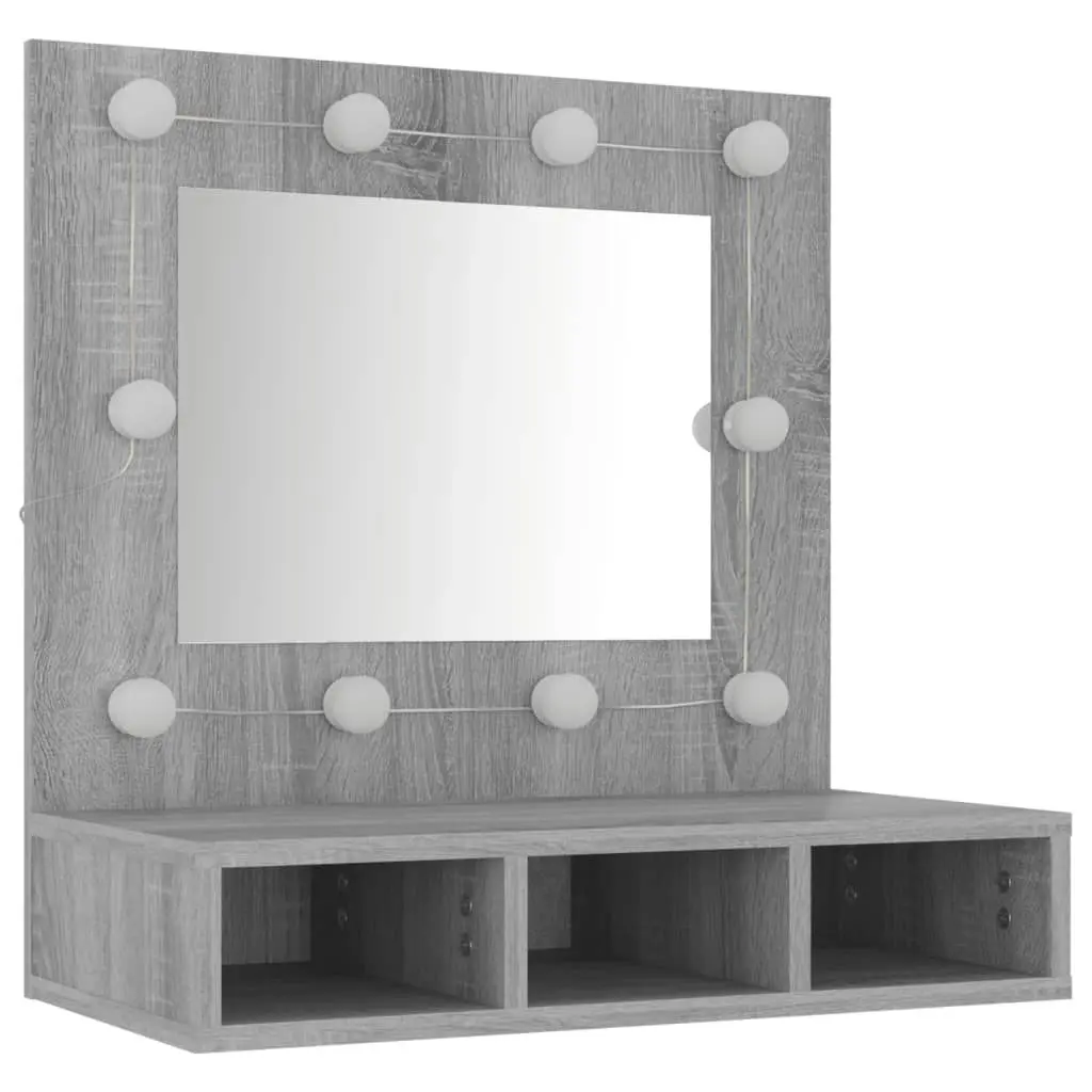 Mirror Cabinet with LED Grey Sonoma 60x31.5x62 cm 820455