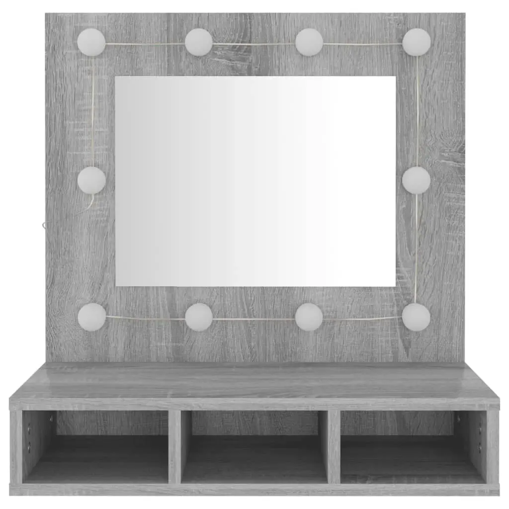 Mirror Cabinet with LED Grey Sonoma 60x31.5x62 cm 820455