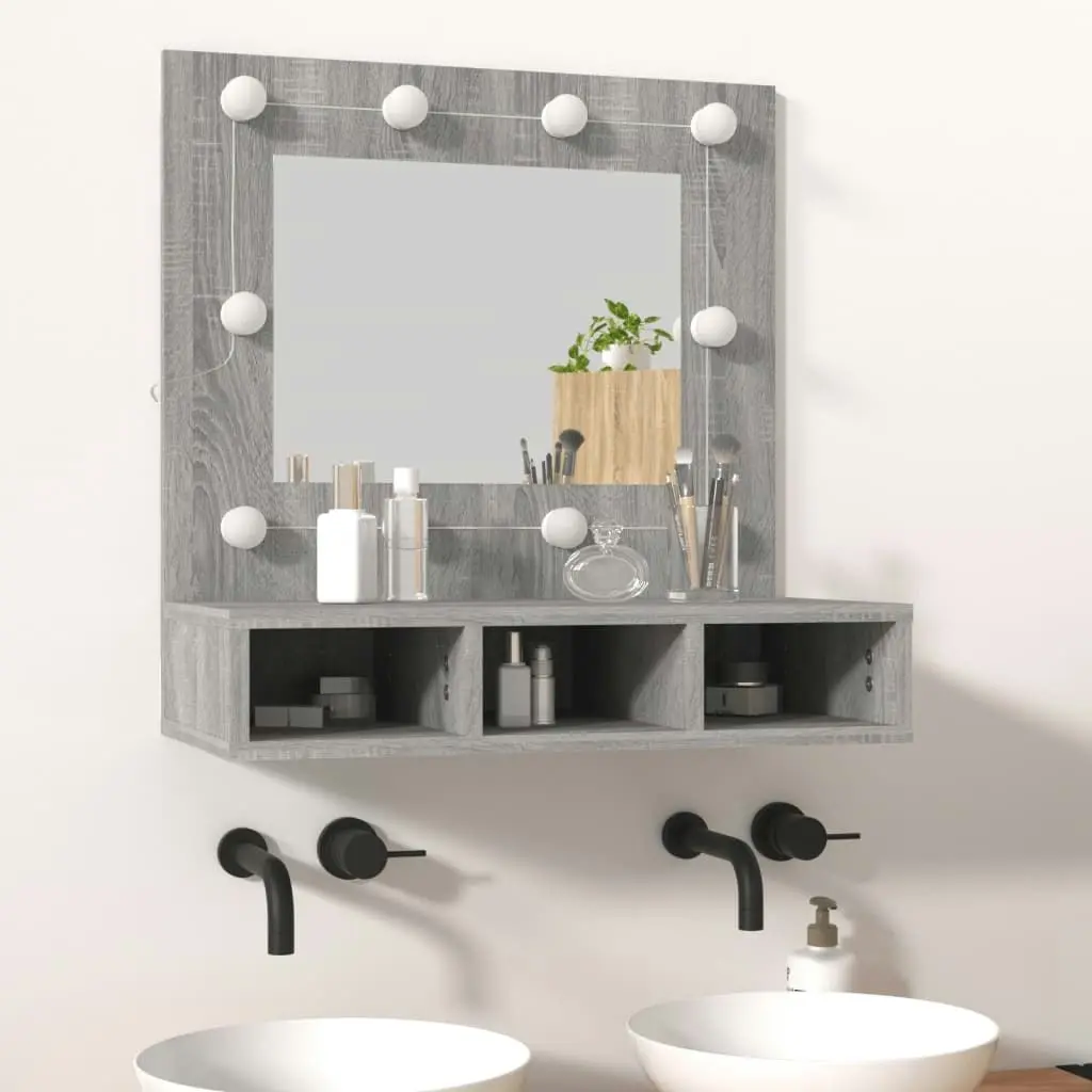 Mirror Cabinet with LED Grey Sonoma 60x31.5x62 cm 820455