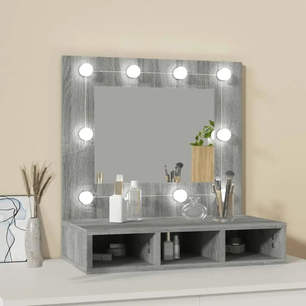 Mirror Cabinet with LED Grey Sonoma 60x31.5x62 cm 820455