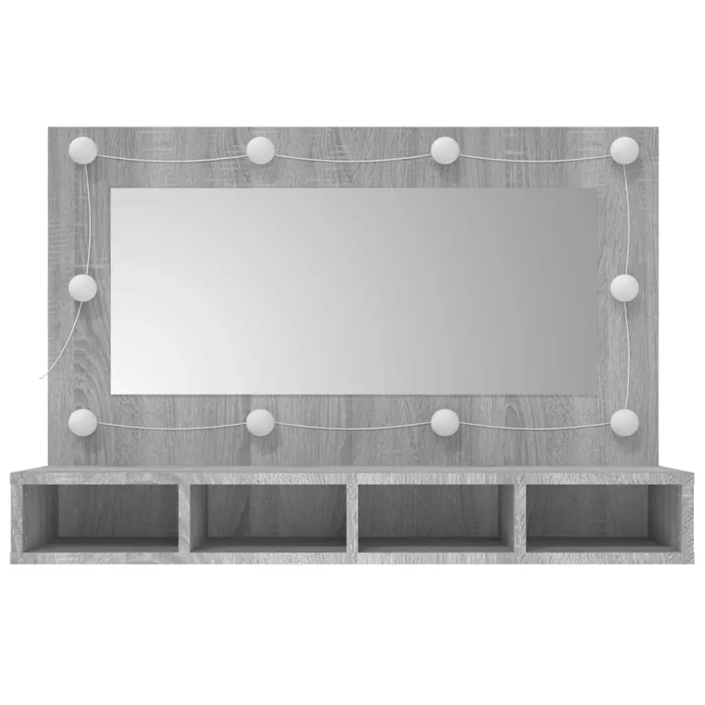 Mirror Cabinet with LED Grey Sonoma 90x31.5x62 cm 820458