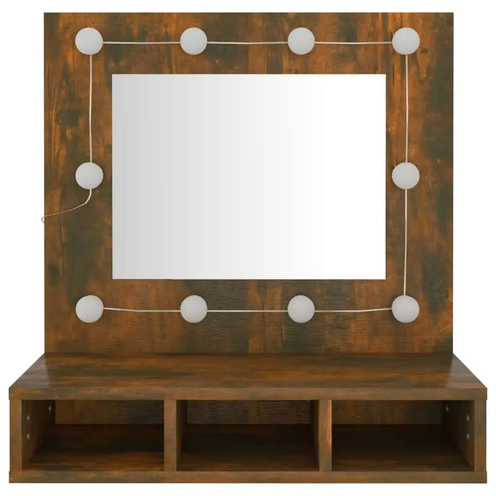 Mirror Cabinet with LED Smoked Oak 60x31.5x62 cm 820454