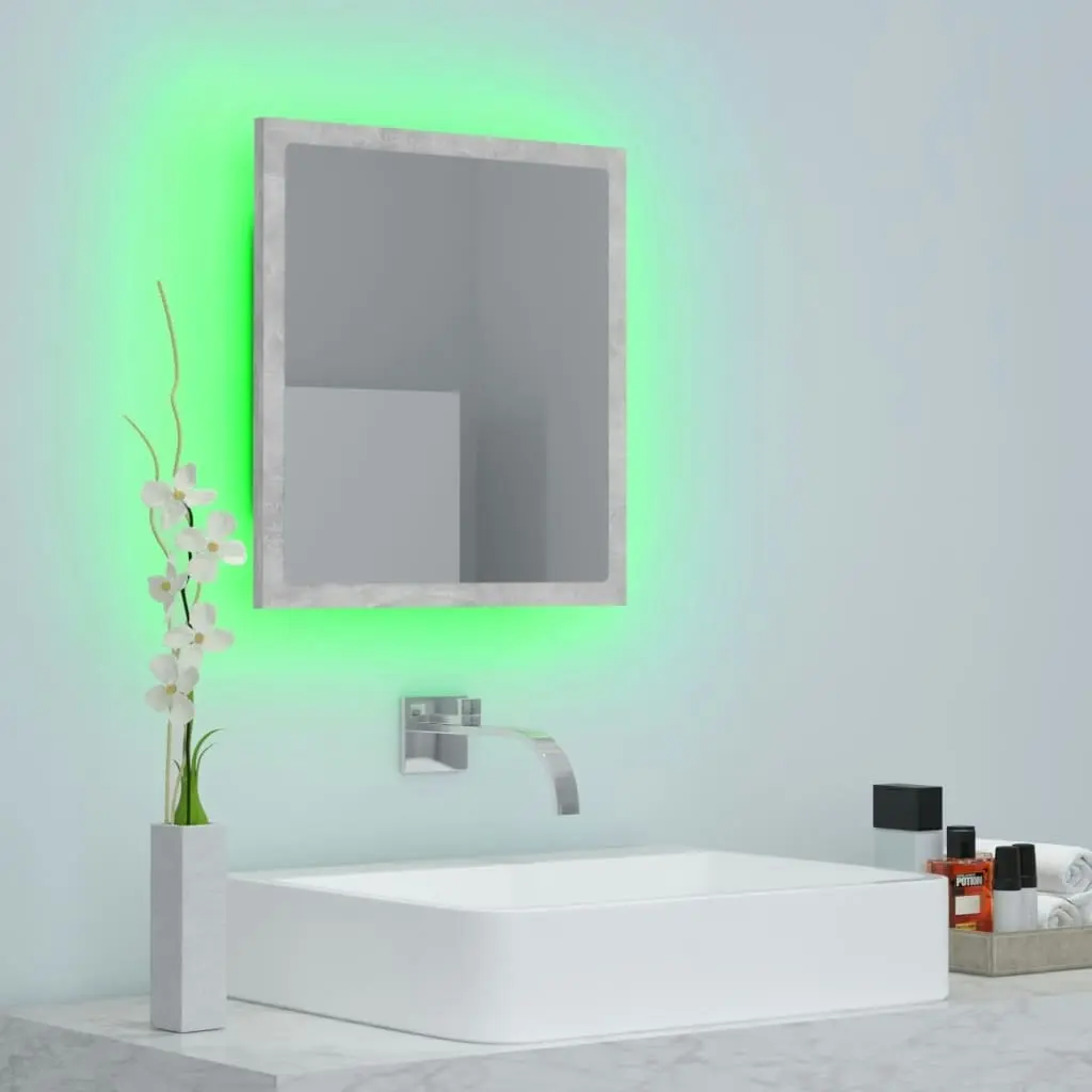 LED Bathroom Mirror Concrete Grey 40x8.5x37 cm Acrylic 804912