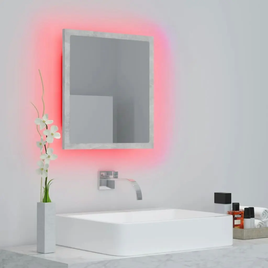 LED Bathroom Mirror Concrete Grey 40x8.5x37 cm Acrylic 804912