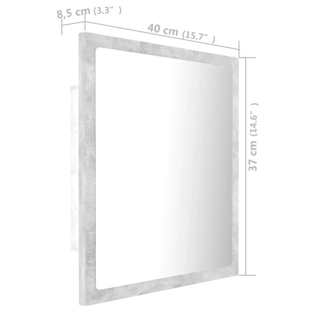 LED Bathroom Mirror Concrete Grey 40x8.5x37 cm Acrylic 804912