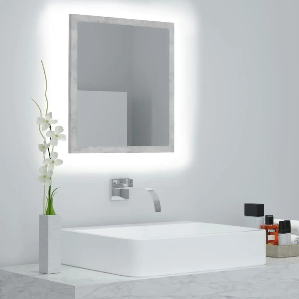 LED Bathroom Mirror Concrete Grey 40x8.5x37 cm Acrylic 804912