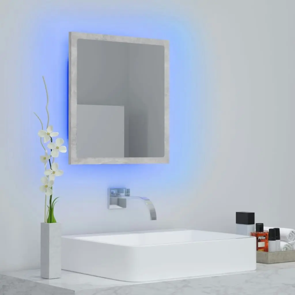 LED Bathroom Mirror Concrete Grey 40x8.5x37 cm Acrylic 804912