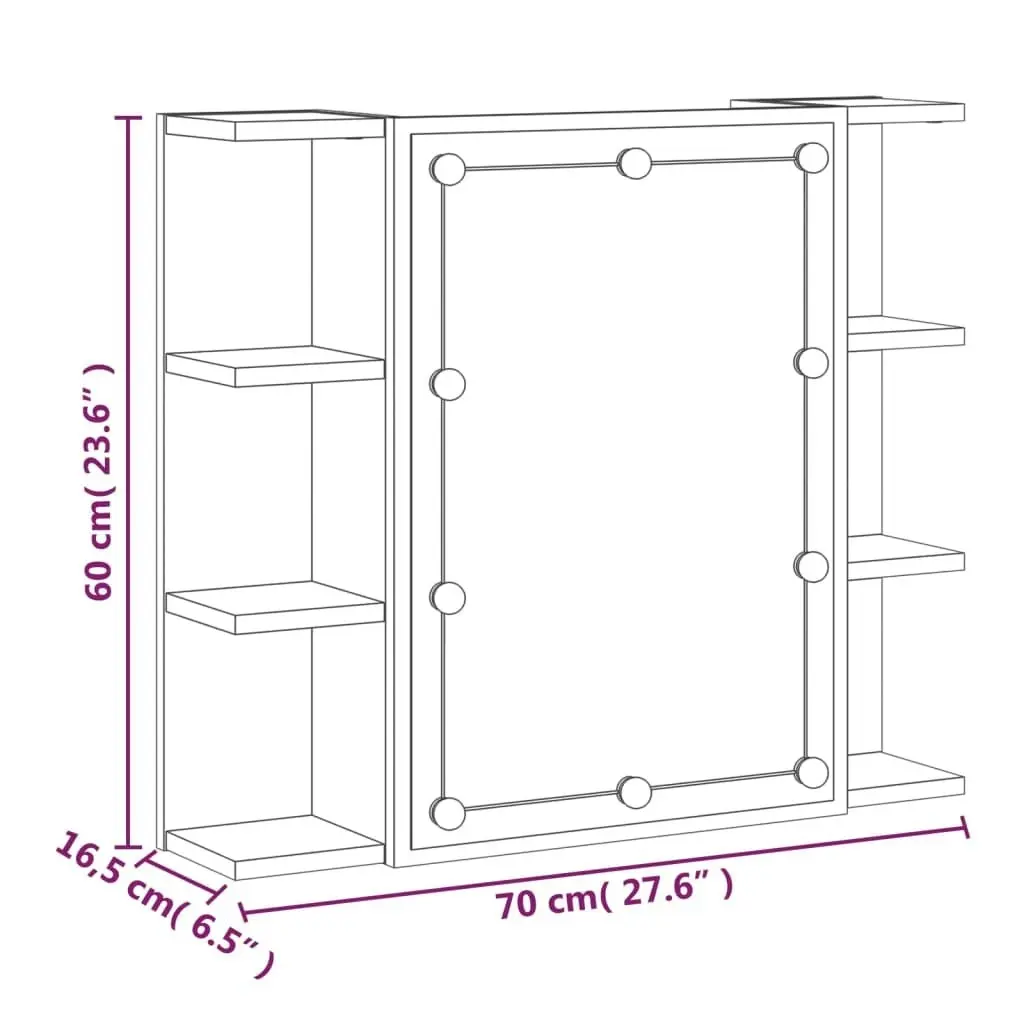 Mirror Cabinet with LED Smoked Oak 70x16.5x60 cm 820451