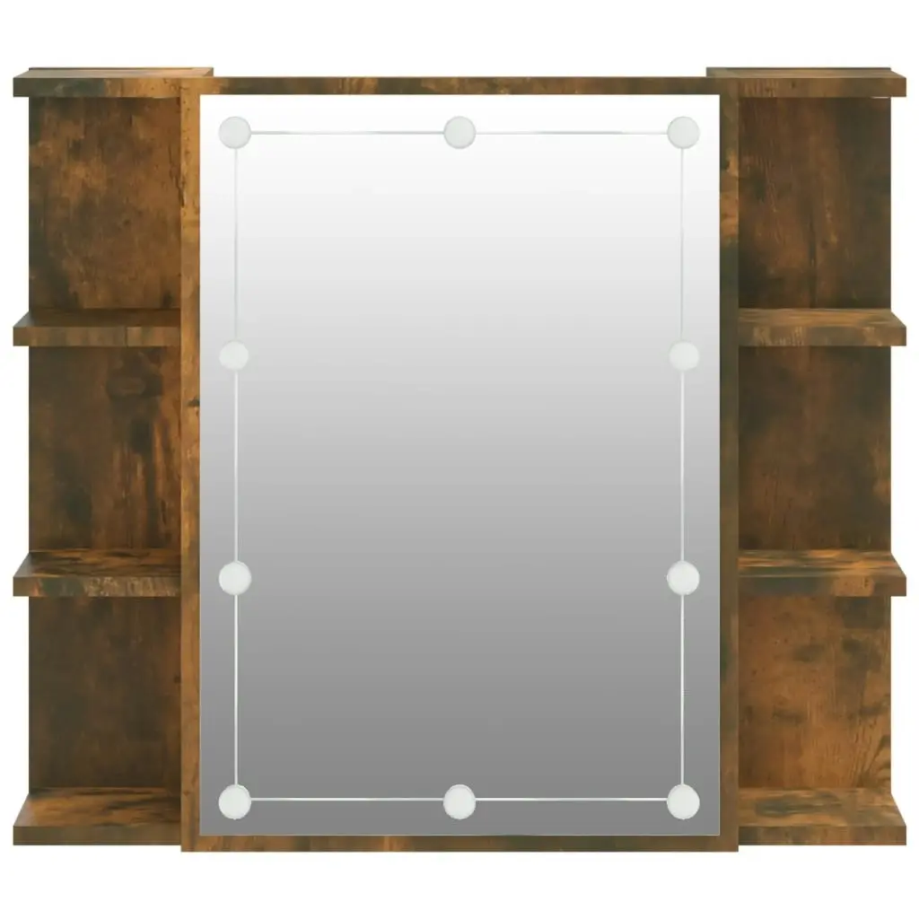 Mirror Cabinet with LED Smoked Oak 70x16.5x60 cm 820451