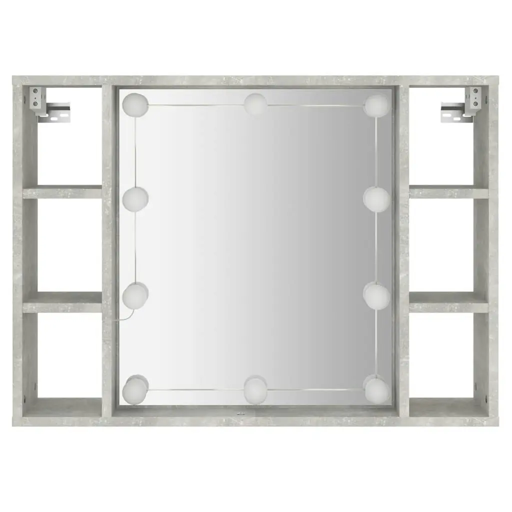 Mirror Cabinet with LED Concrete Grey 76x15x55 cm 808859