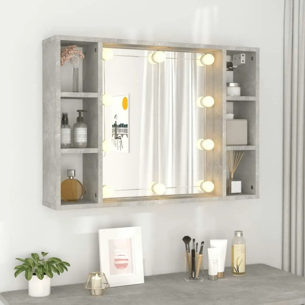 Mirror Cabinet with LED Concrete Grey 76x15x55 cm 808859