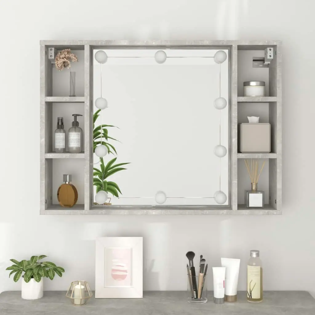 Mirror Cabinet with LED Concrete Grey 76x15x55 cm 808859