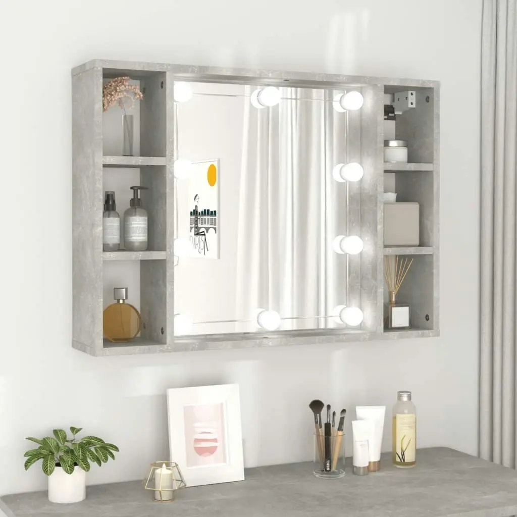 Mirror Cabinet with LED Concrete Grey 76x15x55 cm 808859