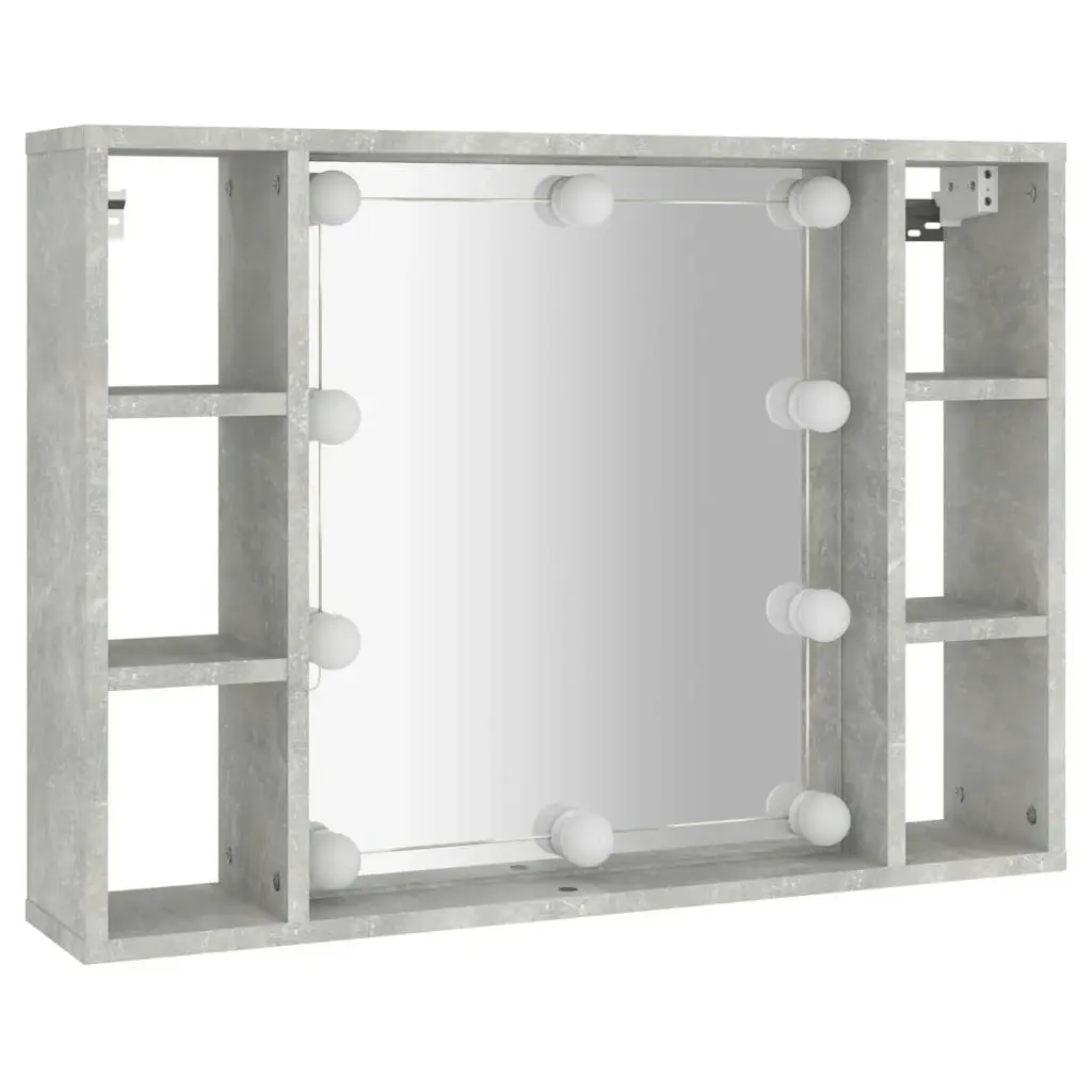 Mirror Cabinet with LED Concrete Grey 76x15x55 cm 808859