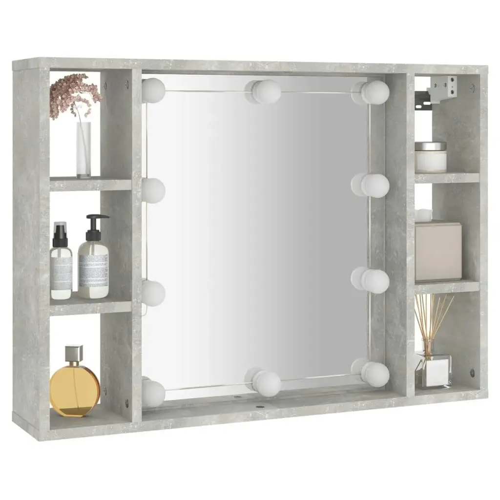 Mirror Cabinet with LED Concrete Grey 76x15x55 cm 808859