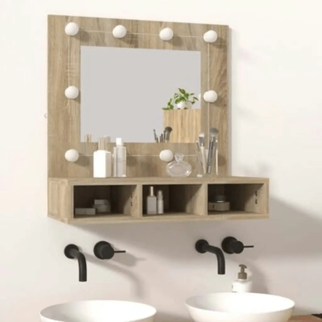 Mirror Cabinet with LED Sonoma Oak 60x31.5x62 cm 808885