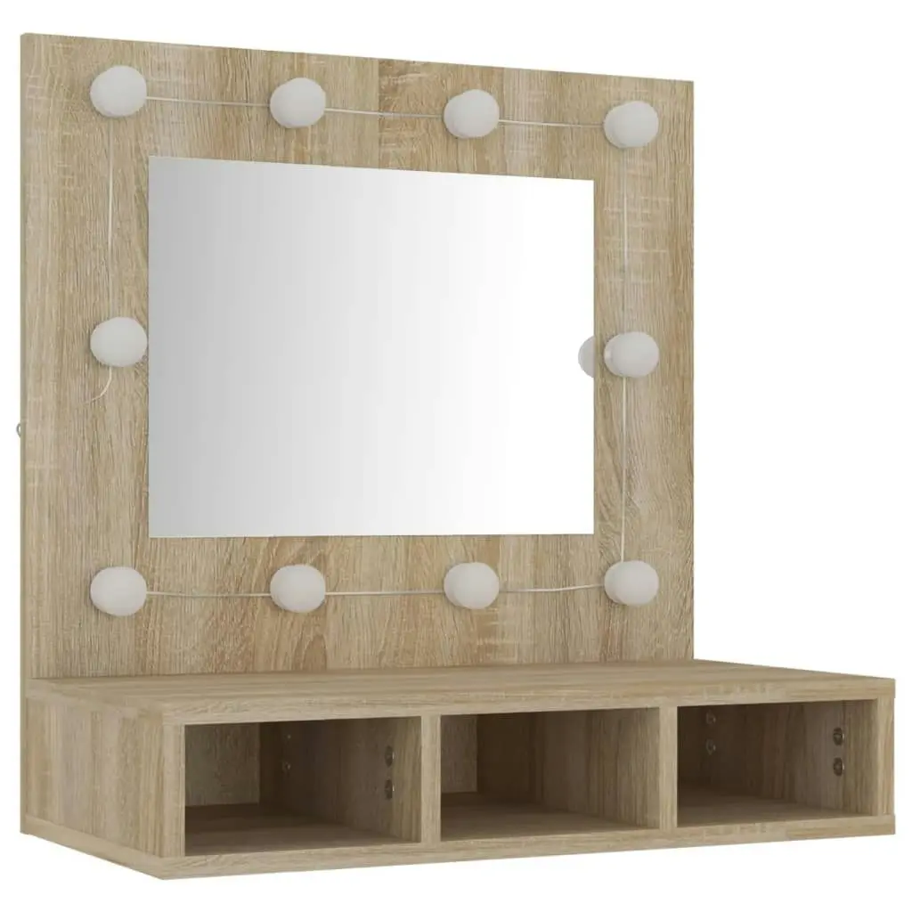 Mirror Cabinet with LED Sonoma Oak 60x31.5x62 cm 808885