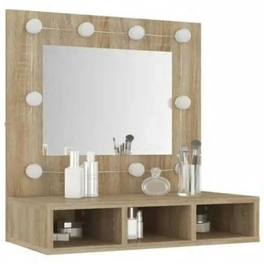 Mirror Cabinet with LED Sonoma Oak 60x31.5x62 cm 808885