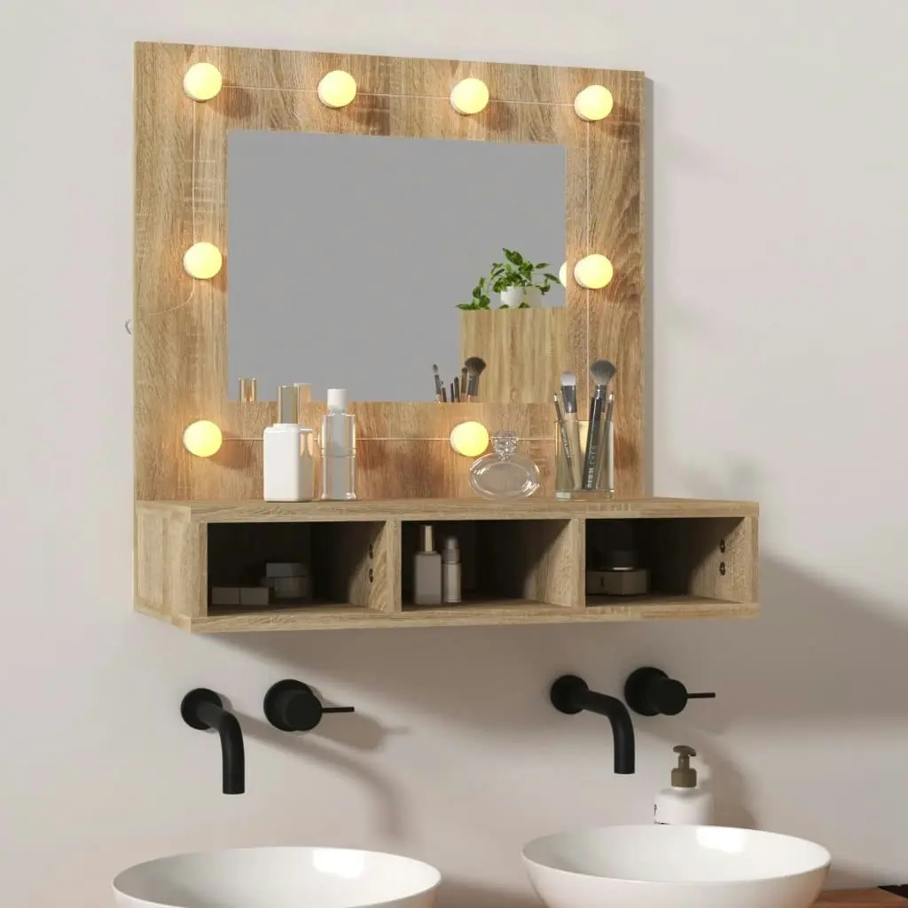 Mirror Cabinet with LED Sonoma Oak 60x31.5x62 cm 808885