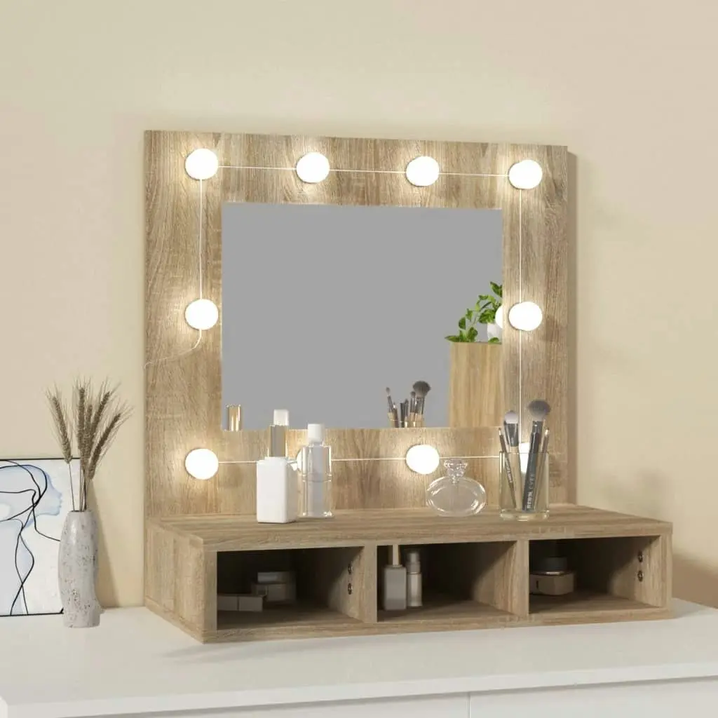 Mirror Cabinet with LED Sonoma Oak 60x31.5x62 cm 808885