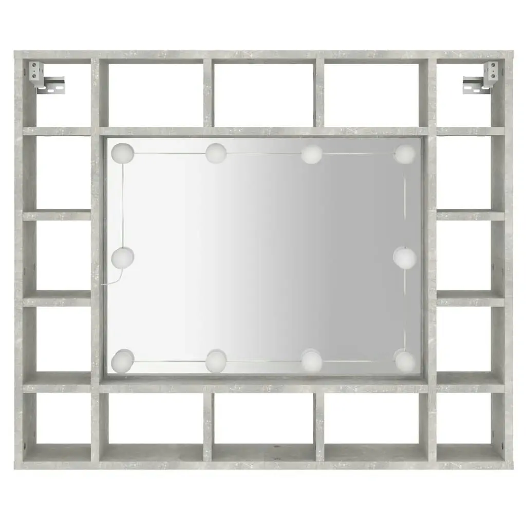 Mirror Cabinet with LED Concrete Grey 91x15x76.5 cm 808868