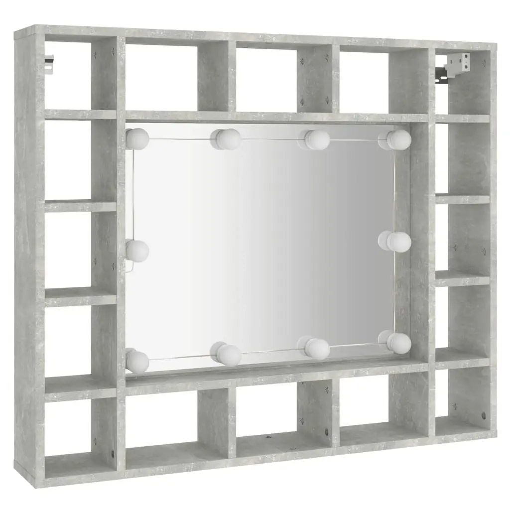 Mirror Cabinet with LED Concrete Grey 91x15x76.5 cm 808868