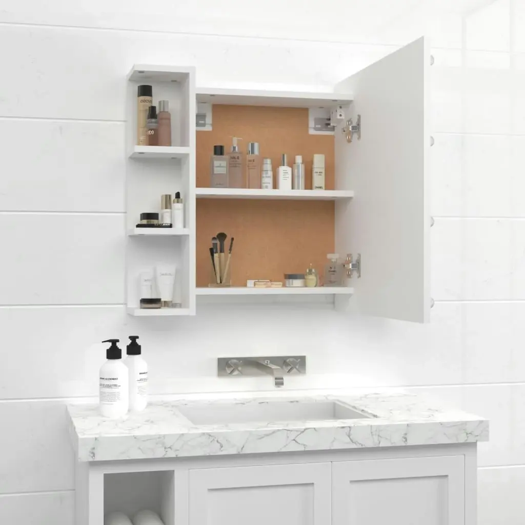 Mirror Cabinet with LED White 70x16.5x60 cm 808873