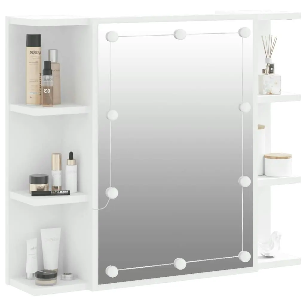 Mirror Cabinet with LED White 70x16.5x60 cm 808873